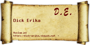 Dick Erika névjegykártya